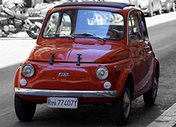 Red Fiat 500 in Rome 