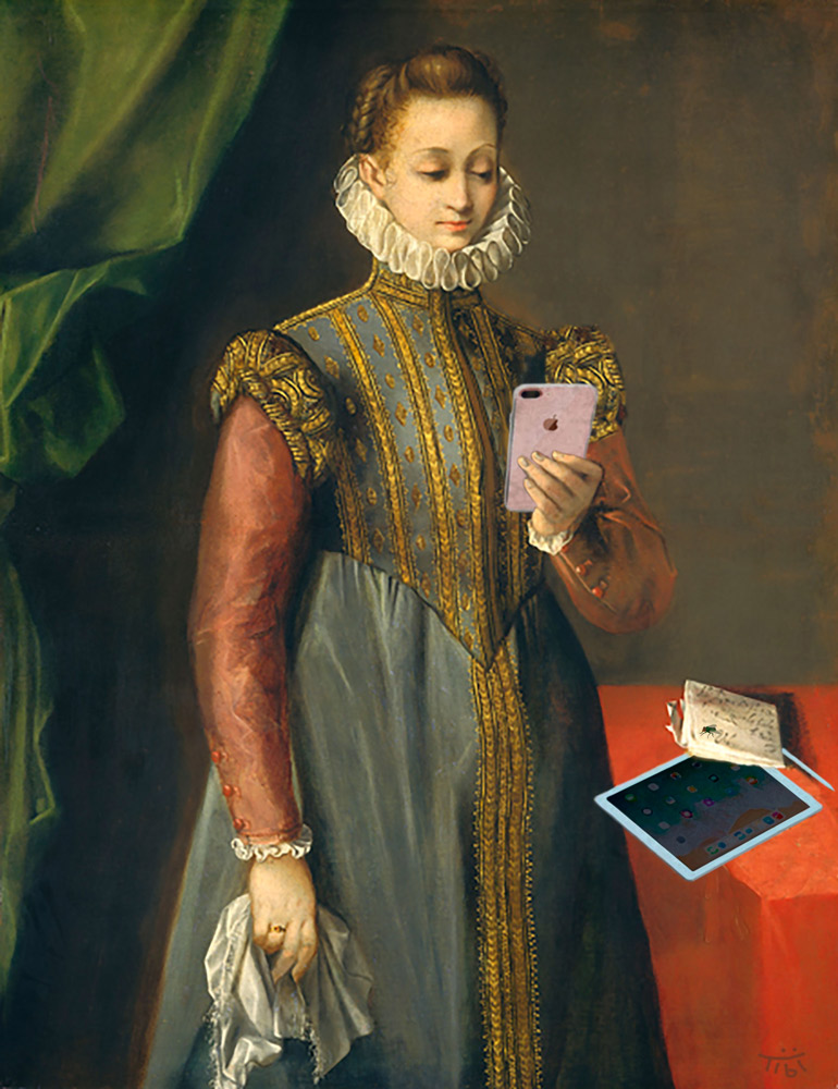 Frederico Barocci, Quintilia Fischieri - Girl on the Phone with iPad.